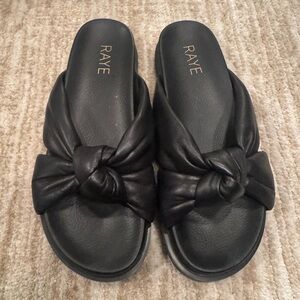 RAYE Brissa Black Knotted Slide Sandals